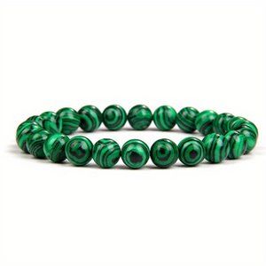 10mm Green Malachite Natural Stone Beaded Boho Healing Gemstone Bracelet NEW